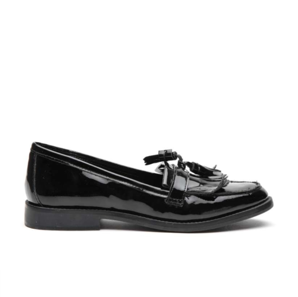 BN ALDO Shiny Black Tassel Fringed Loafers Sz US 8 Chic Elegant Versatile - Picture 2 of 9